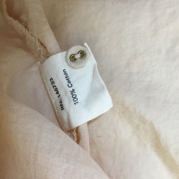 MIRTH Beirut Peach Button Blouse M Boho Artisan Luxe Balloon Sleeve Cotton Top - Picture 9 of 9